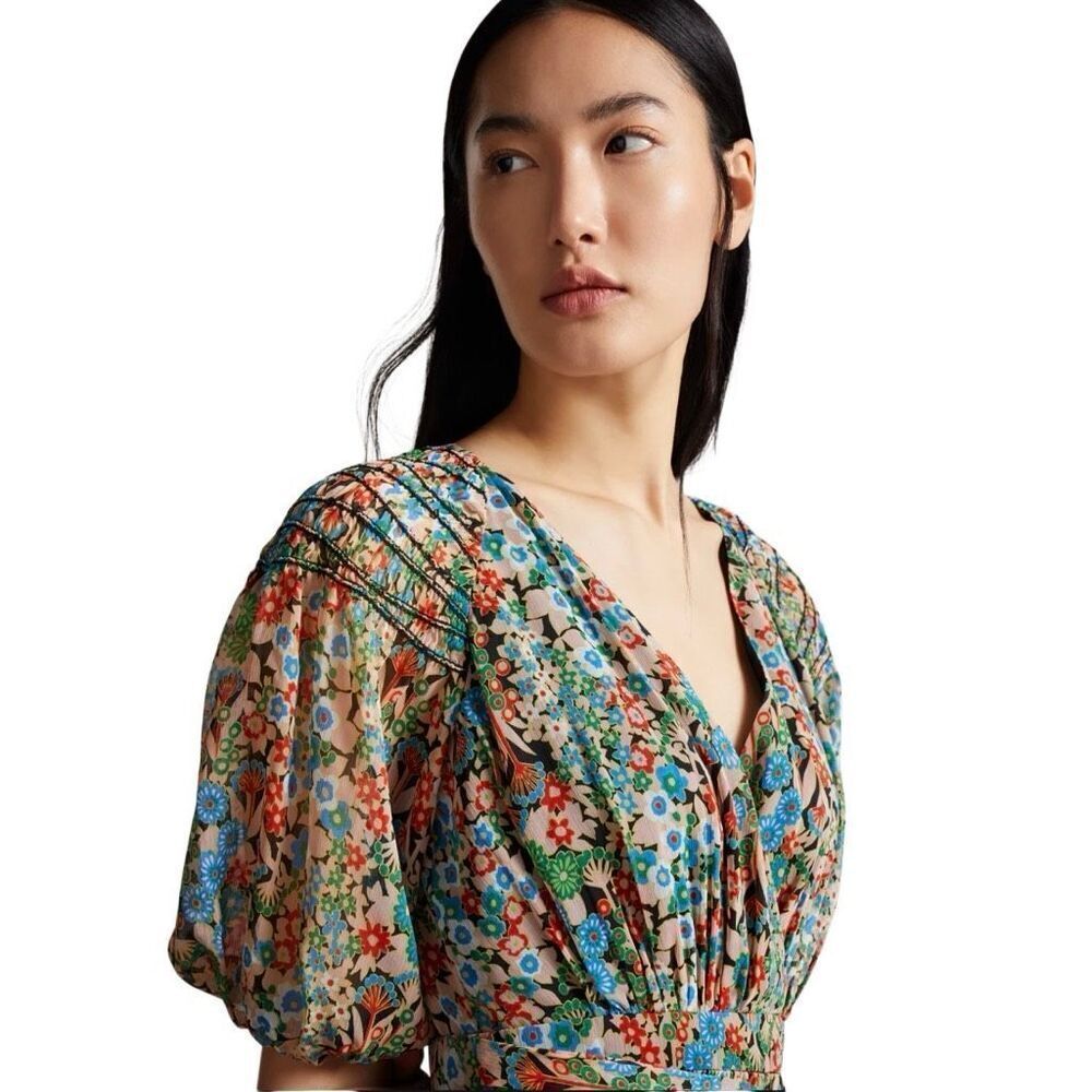 Ted Baker Tiania Smock Panel Wrap Mini Dress Size 2 - Picture 5 of 8